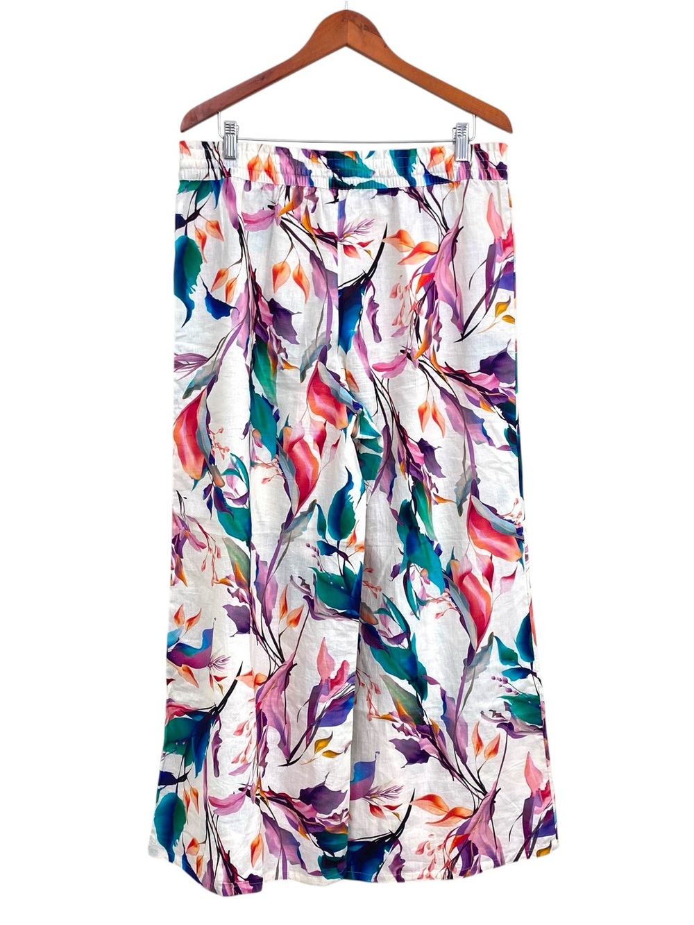 Calia Floral Linen Blend Wide Leg Pants - Tropical Palazzo-Size XL - Picture 7 of 10